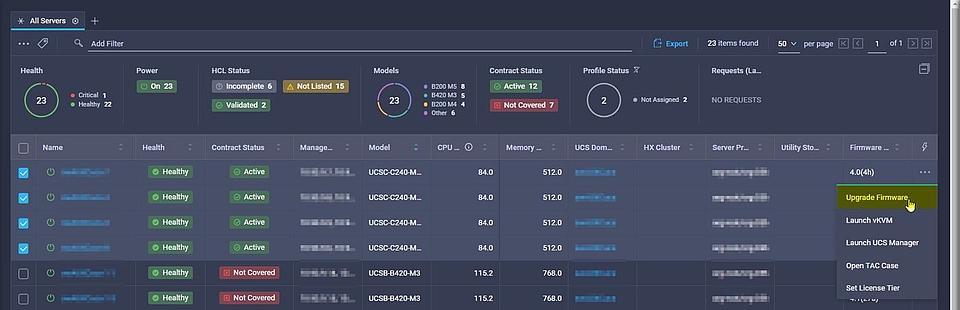 Cisco Intersight - Dashboard Firmware Update